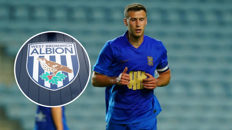 Krystian Bielik of Birmingham City looks on during the Pre-Season Friendly match between Sevilla FC and Birmingham City. Inset, The West Bromwich A...