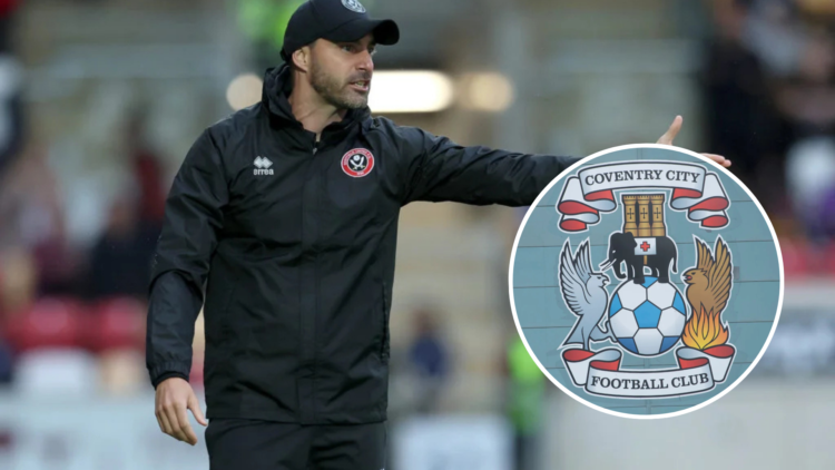 Ruben Selles, Manager of Sheffield United, gestures during the pre-season friendly match between York City and Sheffield United. Inset, The officia...