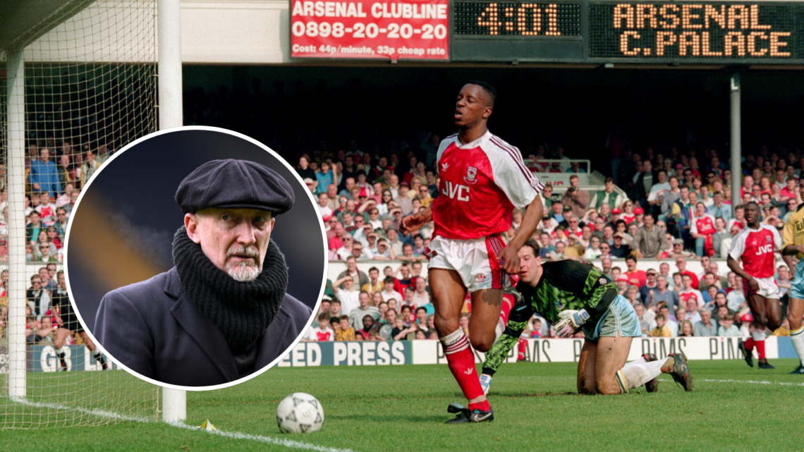 Arsenal v Crystal Palace - a chance goes awry from Ian Wright of Arsenal. Inset, Ian Holloway is the Swindon Town manager during the Sky Bet League...