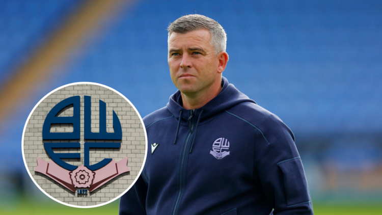 Bolton Wanderers manager Steven Schumacher looks on during the pre-season friendly match between Shrewsbury Town FC and Bolton Wanderers FC. Inset,...