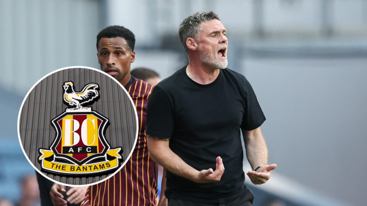Bradford City manager Graham Alexander shouts instructions to his team from the technical area during the Carabao Cup First Round match between Bla...