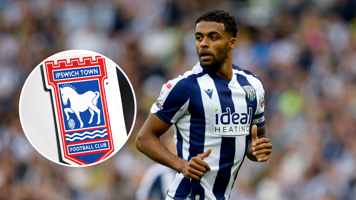 Darnell Furlong of West Bromwich Albion during the Sky Bet Championship match between West Bromwich Albion and Portsmouth. Inset, A view of the Ips...