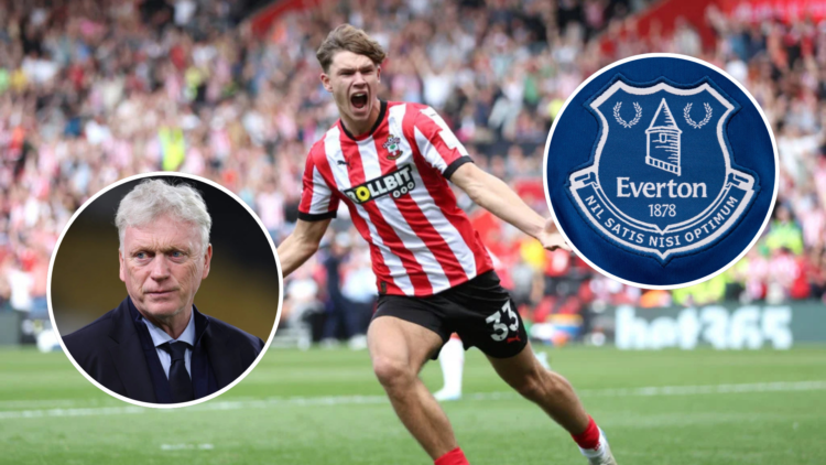 Tyler Dibling of Southampton celebrates scoring his team's first goal during the Premier League match between Southampton FC and Ipswich Town FC. I...