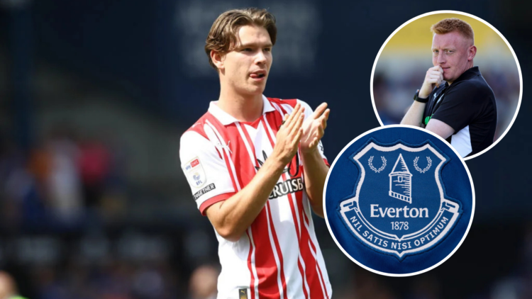Tyler Dibling of Southampton during the Sky Bet Championship match between Ipswich Town and Southampton at Portman Road. Inset, Everton FC club bad...