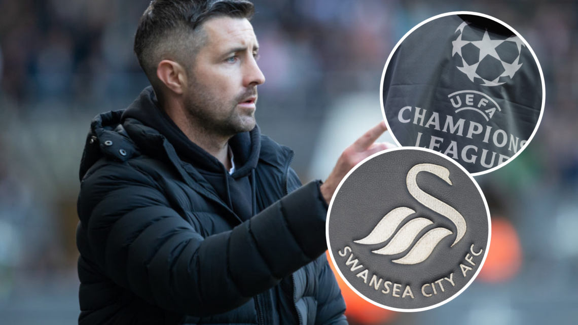 Alan Sheehan Interim Manager of Swansea City gives instructions to his players during the Sky Bet Championship match between Swansea City and Black...