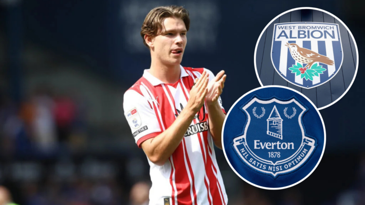 Tyler Dibling of Southampton during the Sky Bet Championship match between Ipswich Town and Southampton at Portman Road. Inset, Everton FC club bad...