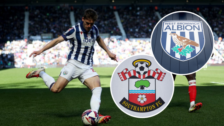 Tom Fellows of West Bromwich Albion and Eliezer Mayenda of Sunderland during the Sky Bet Championship match between West Bromwich Albion FC and Sun...