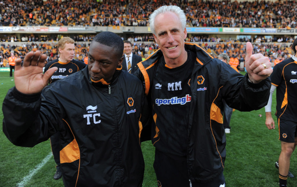 Mick McCarthy and Terry Connor celebrating win over Blackburn Rovers in the Premier League