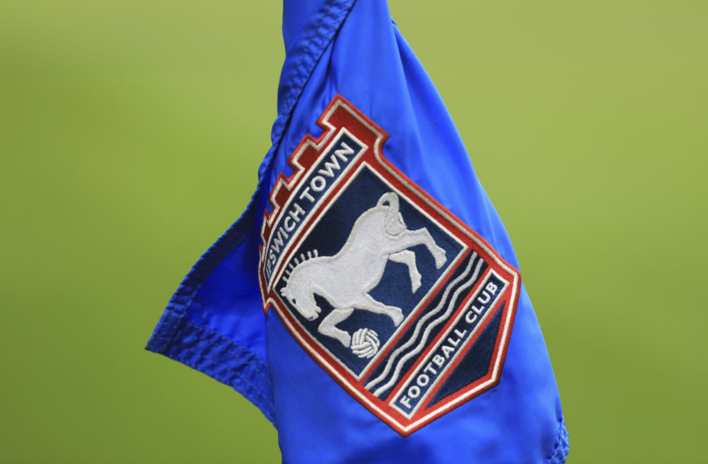 Ipswich Town badge on a corner flag at Portman Road