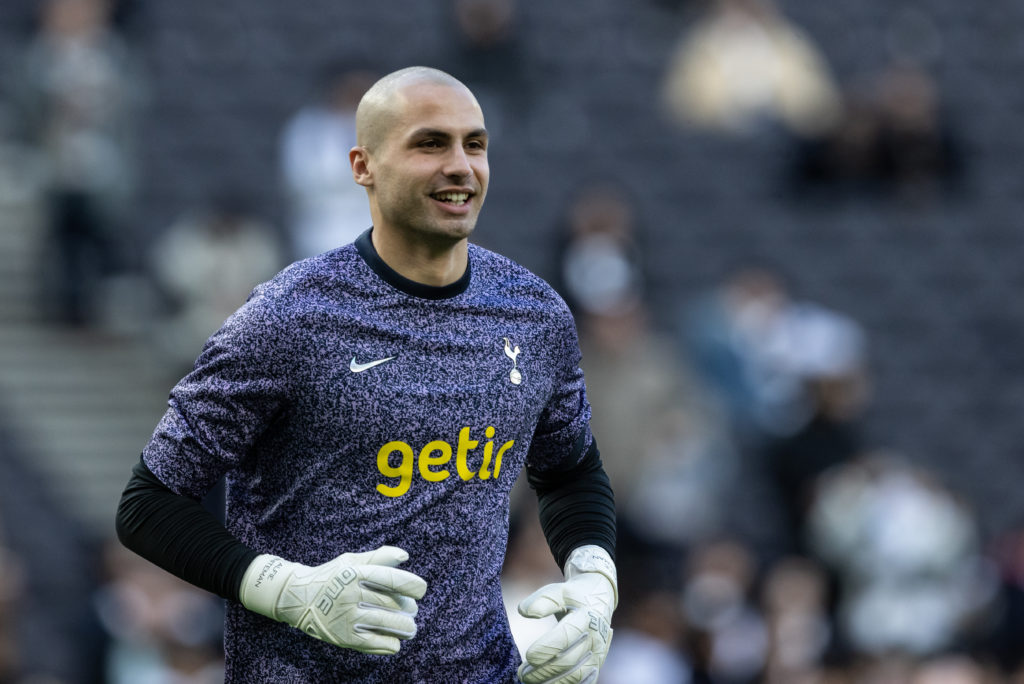 Tottenham Hotspur's Alfie Whiteman warming up before the match during the Premier League match between Tottenham Hotspur and Crystal Palace