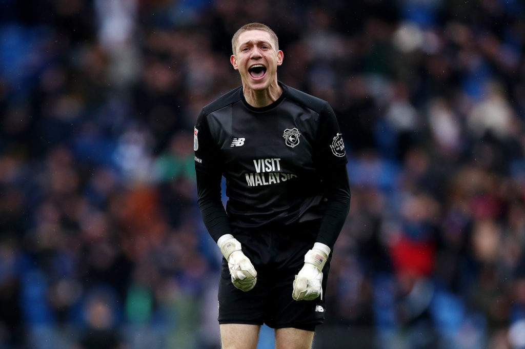Ethan Horvath of Cardiff City celebrates
