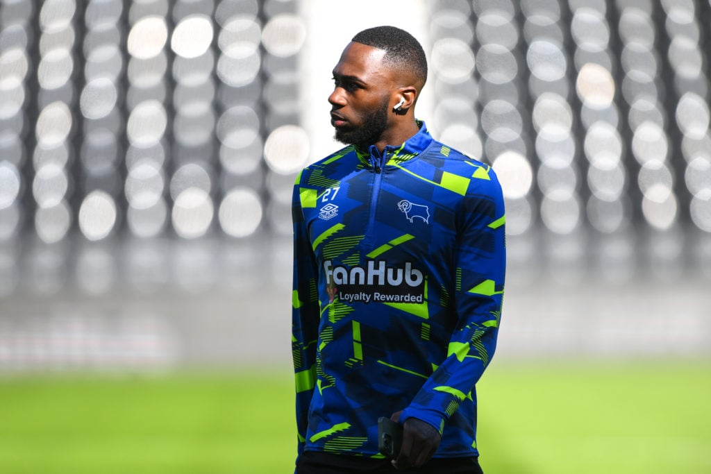 Corey Blackett-Taylor of Derby County ahead of the Sky Bet League 1 match between Derby County and Blackpool