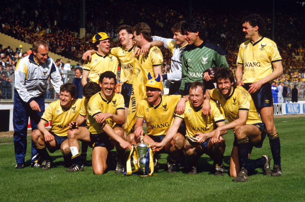 Oxford United celebrating their EFL Cup win