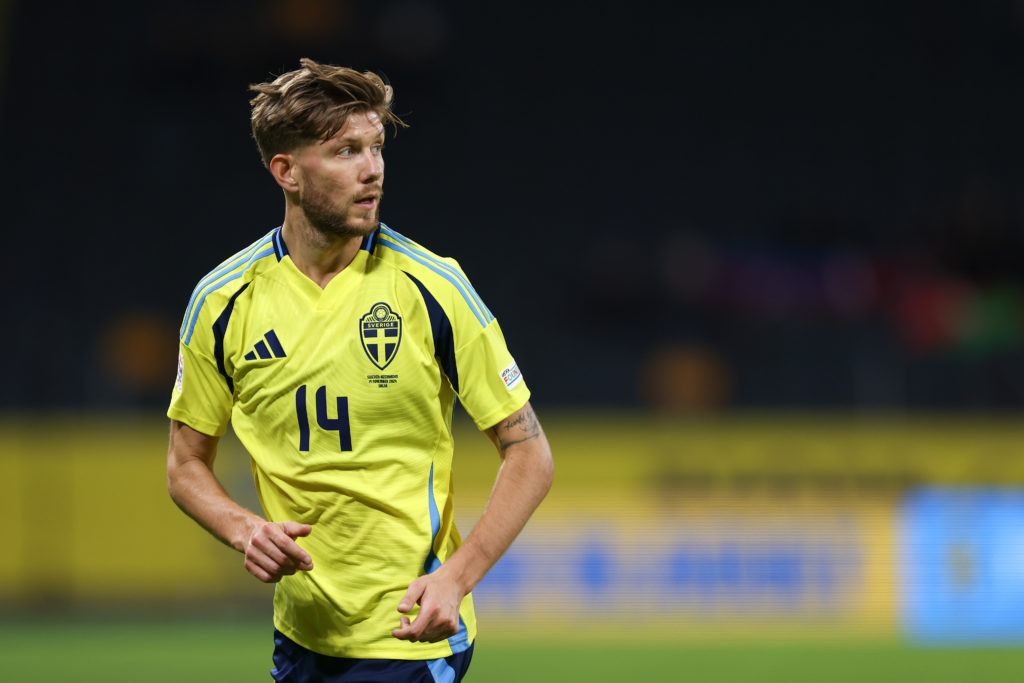 Anton Saletros of Sweden during the UEFA Nations League 2024/25 League C Group C1 match between Sweden and Azerbaijan