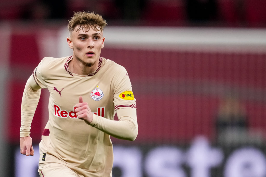 Bobby Clark of FC Red Bull Salzburg looks on during the UEFA Champions League 2024/25 League Phase MD5 match between Bayer 04 Leverkusen and FC Salzburg