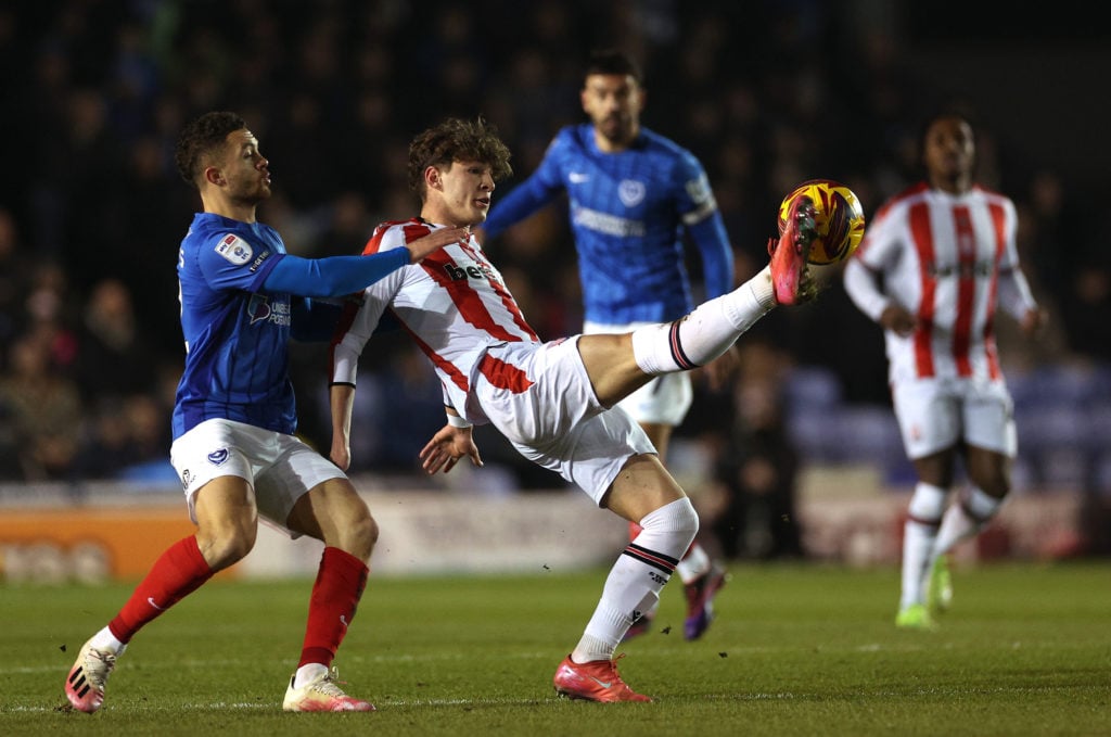 Liverpool loanee Lewis Koumas during Portsmouth FC v Stoke City FC - Sky Bet Championship