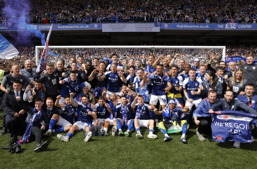 Ipswich Town celebrate promotion to the Premier League