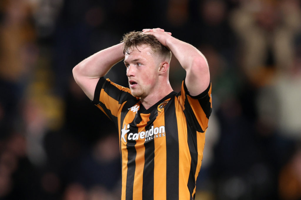 Joe Gelhardt of Hull City reacts