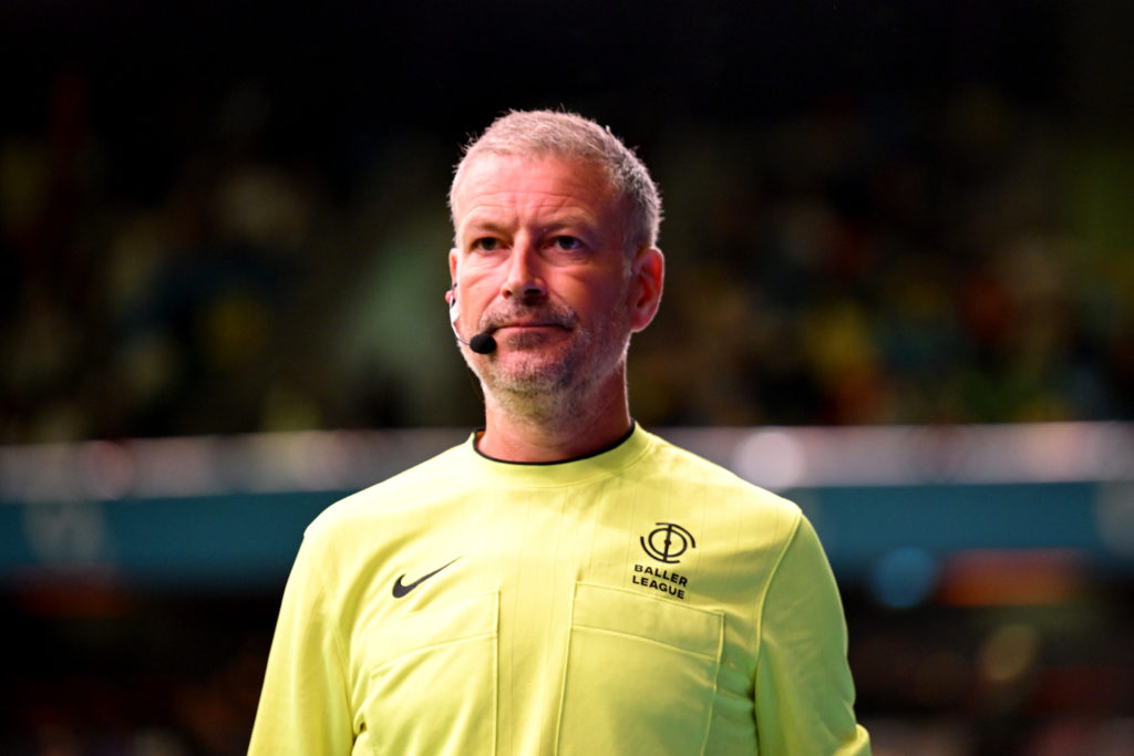 Mark Clattenburg referees during "Baller League x Match Day 10"