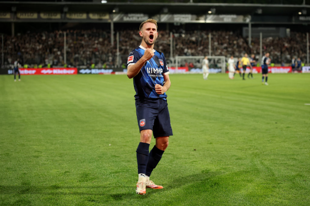 Leo Scienza celebrates during SV Elversberg vs 1. FC Heidenheim 1846 in Bundesliga Play-offs Second Leg