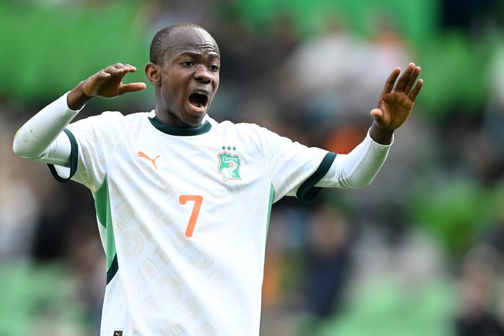Malick Yalcouye playing for the Ivory Coast U21 against the Netherlands