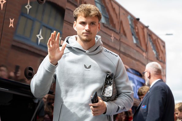 Rav van den Berg arrives with the Middlesbrough squad for their friendly against Rangers