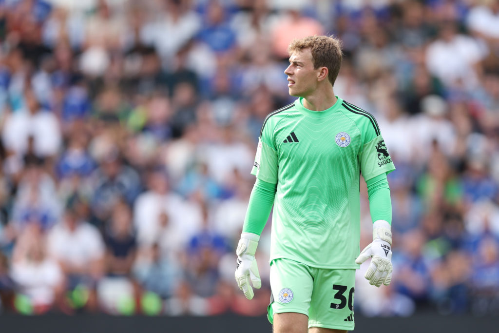 Mads Hermansen in action for Leicester City vs Fiorentina in pre-season
