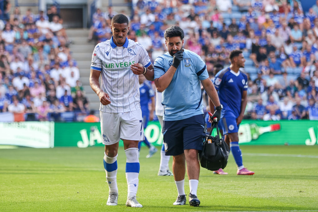 Yan Valery of Sheffield Wednesday limps off injured