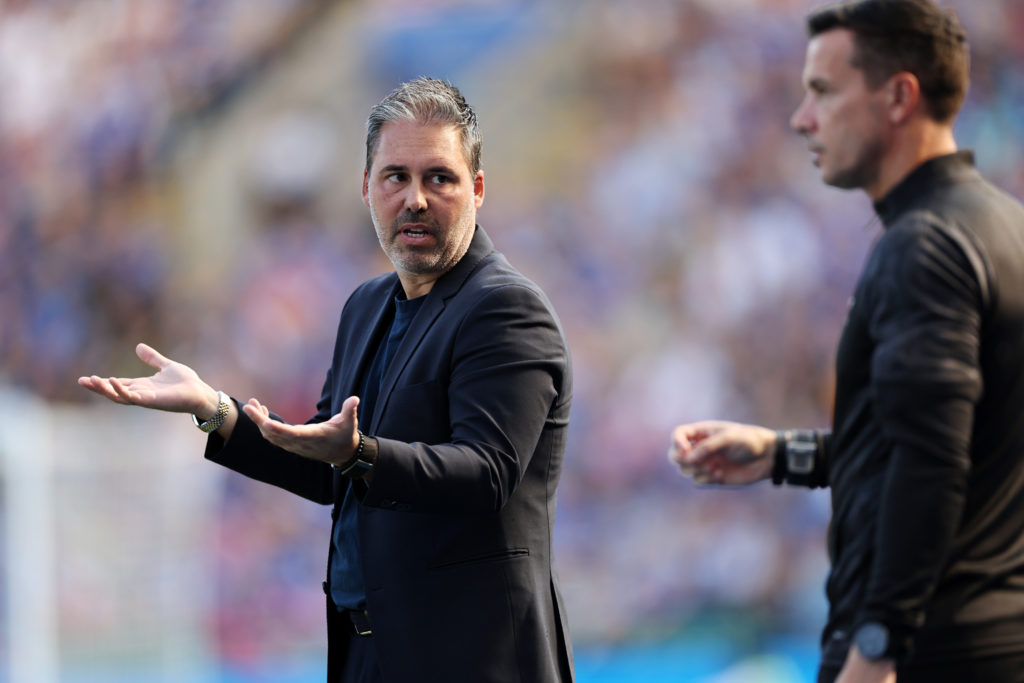 Marti Cifuentes reacts to a decision during Leicester City vs Sheffield Wednesday
