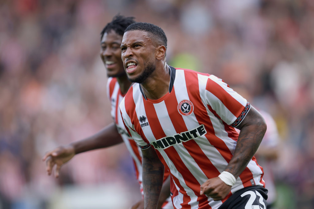 Tyrese Campbell celebrates his goal for Sheffield United against Bristol City