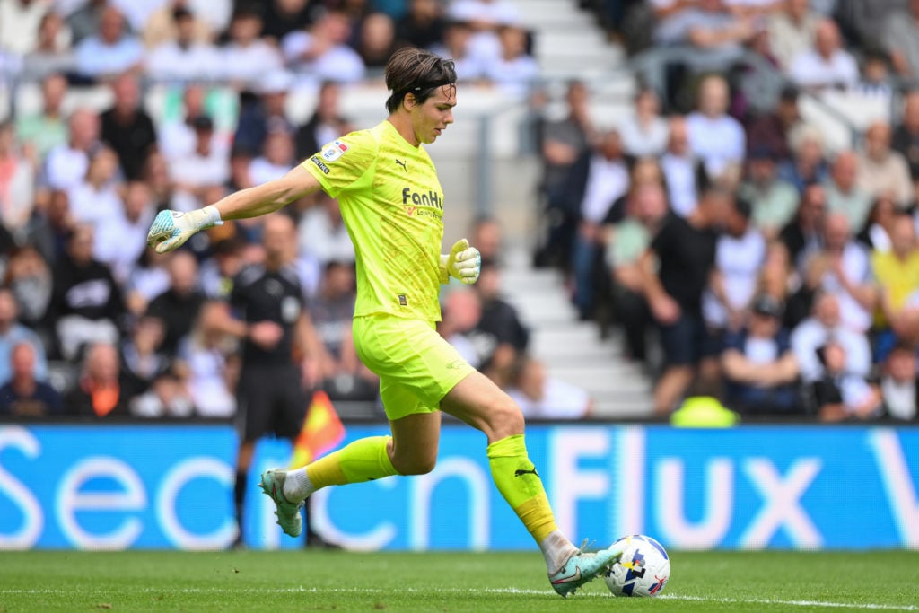 Jacob Widell Zetterstrom of Derby County plays during the Sky Bet Championship match between Derby County and Coventry City