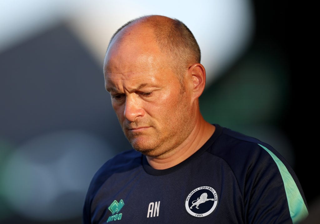 Alex Neil, Manager of Millwall, looks on