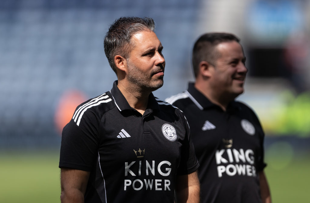 Leicester City's manager Marti Cifuentes looks on during the Sky Bet Championship match between Preston North End and Leicester City