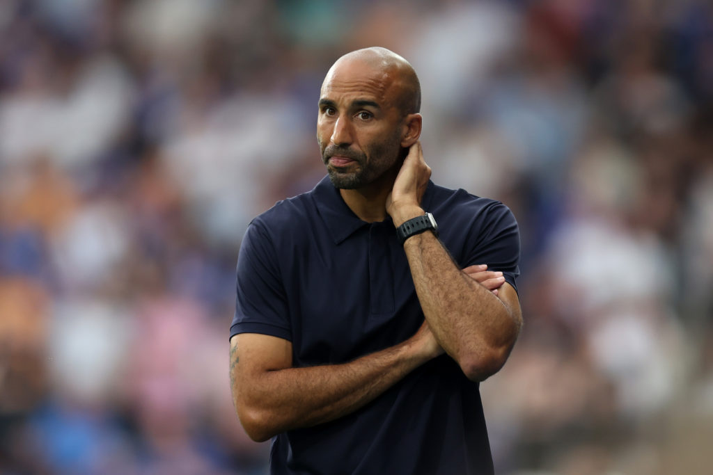 Lee Grant, Manager of Huddersfield Town reacts during the Carabao Cup first round match between Huddersfield Town and Leicester City