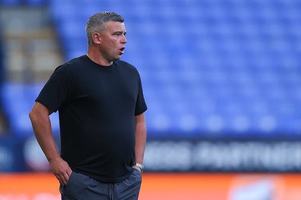 Steven Schumacher shouts instructions at the Bolton Wanderers players