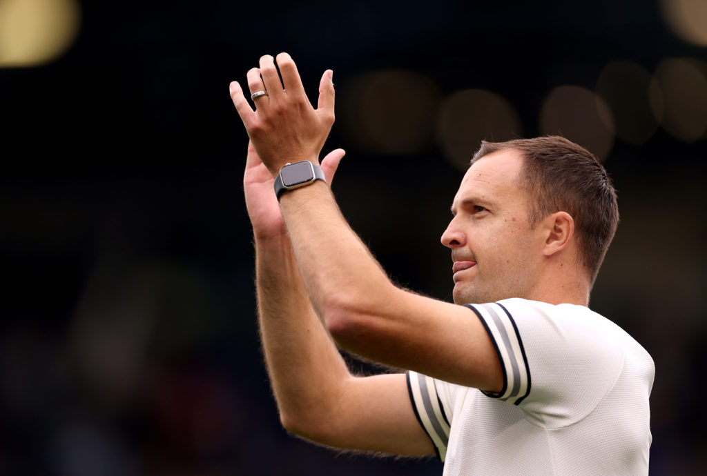 Chris Davies, Manager of Birmingham City, applauds fans