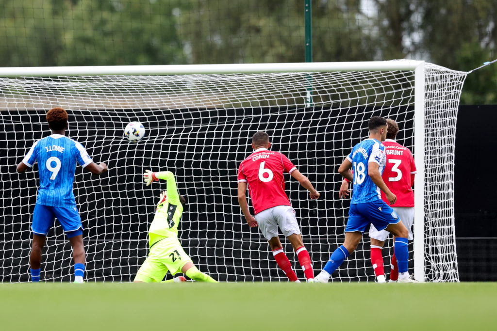 Bailey-Tye Cadamarteri of Sheffield Wednesday scores his team's second goal