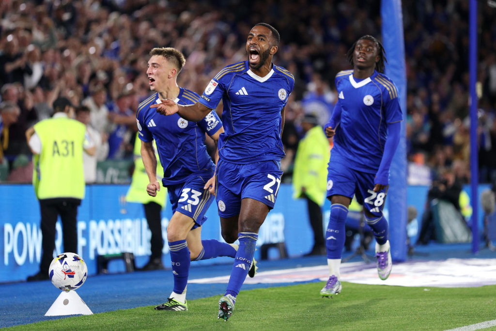 Ricardo Pereira of Leicester City celebrates scoring his team's second goal