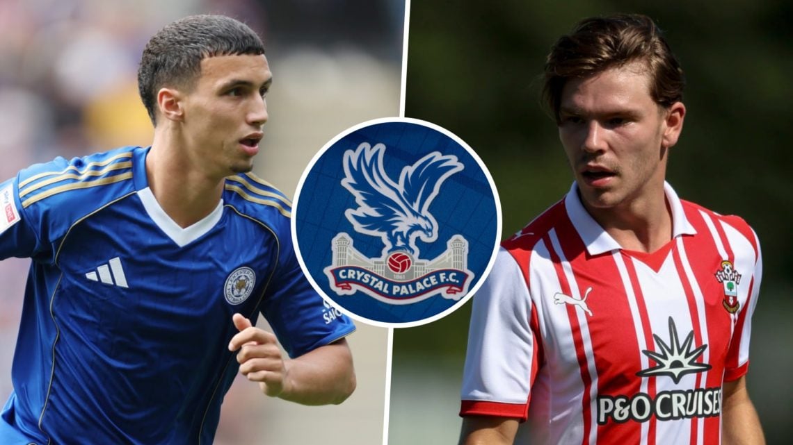 Bilal El Khannouss of Leicester City FC reacts during a Championship game, and Southampton FC player Tyler Dibling in action during a pre-season fr...