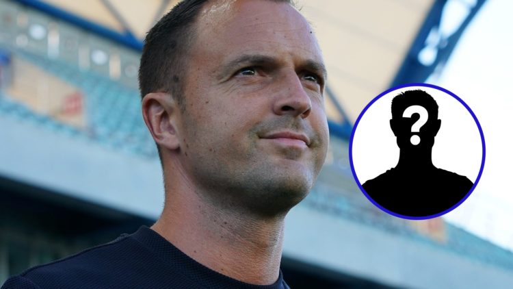 Birmingham City manager Chris Davies. Inset, mystery player graphic.