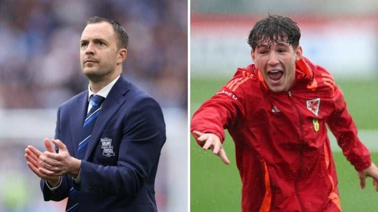 Chris Davies manager / head coach of Birmingham City applauds after the Vertu EFL Trophy Final match between Birmingham City and Peterborough Unite...