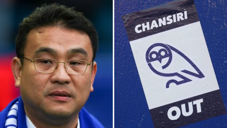 Dejphon Chansiri (left) and a Chansiri Out sticker (right)