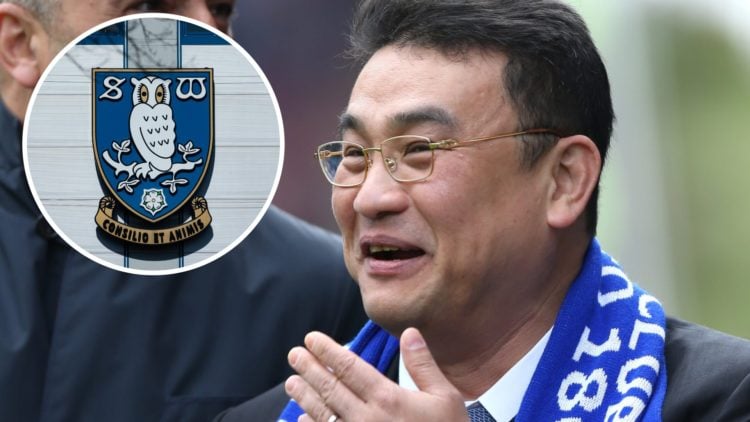 Sheffield Wednesday chairman Dejphon Chansiri with club badge inset.