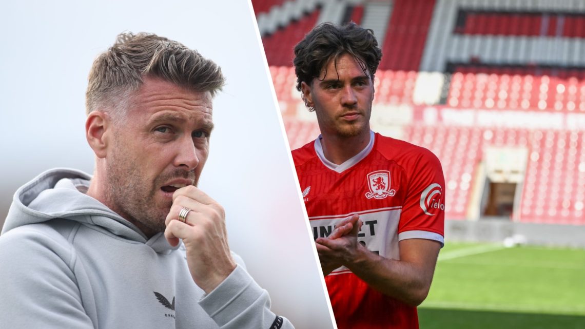 Middlesbrough Head Coach Rob Edwards looks nervous vs Hartlepool United, Hayden Hackney applauds the Middlesbrough fans