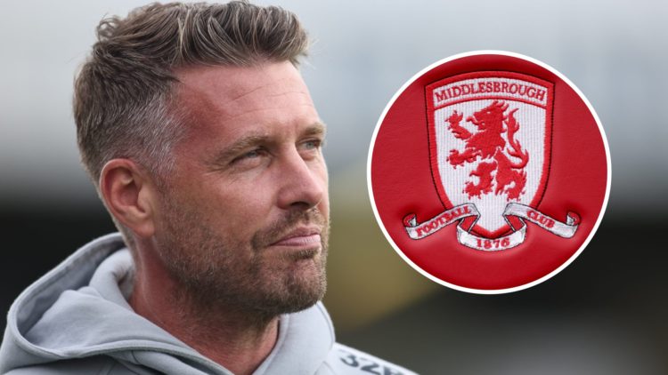 Rob Edwards during Hartlepool United v Middlesbrough - Pre-season Friendly. Middlesbrough logo on the seats in the dugout during the Premier League...