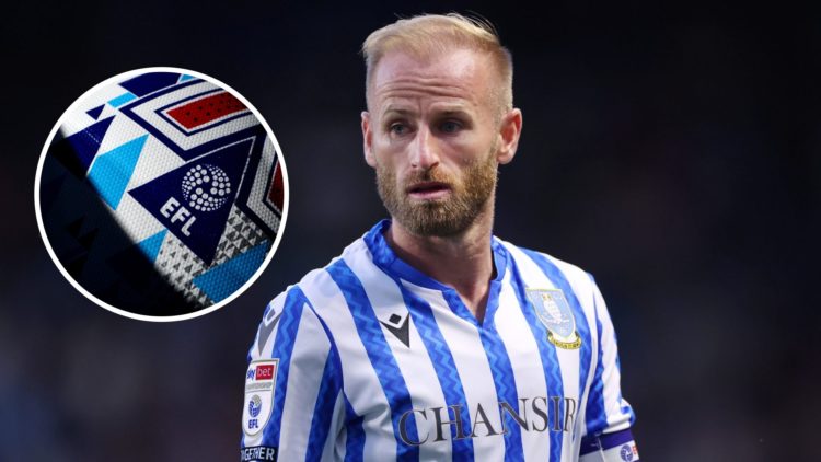 Barry Bannan of Sheffield Wednesday looks on. The EFL logo on the match ball during the Sky Bet Championship match between West Bromwich Albion and...