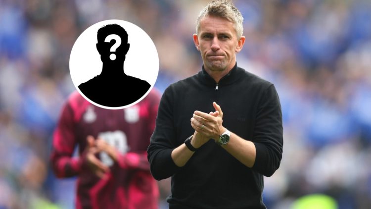 Ipswich Town manager Kieran McKenna with mystery player graphic inset.