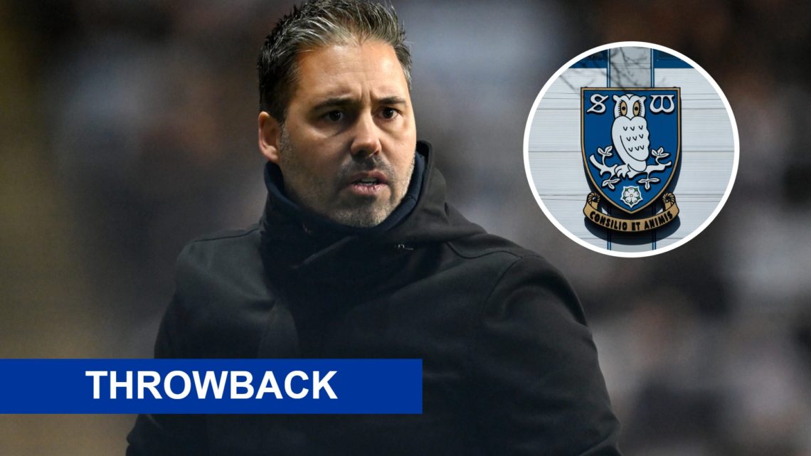 Former QPR manager Marti Cifuentes. Inset, Sheffield Wednesday badge. Overlaid, throwback banner.