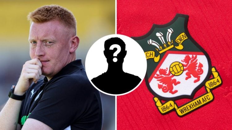 Southampton FC head coach Will Still reacts during a pre-season friendly, and the Wrexham AFC badge. Inset, a mystery player