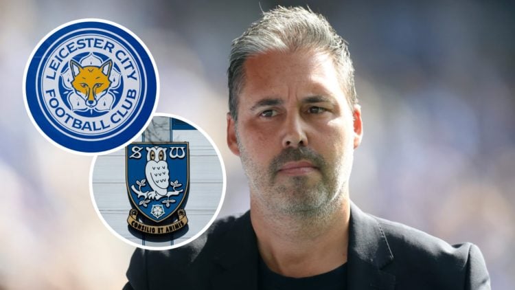 Leicester City FC manager Marti Cifuentes at the King Power Stadium. Inset, the Leicester City FC badge and the Sheffield Wednesday FC badge.
